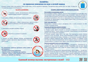 Памятка "Правила поведения на воде в летний период" Памятка "Правила поведения на воде в летний период".